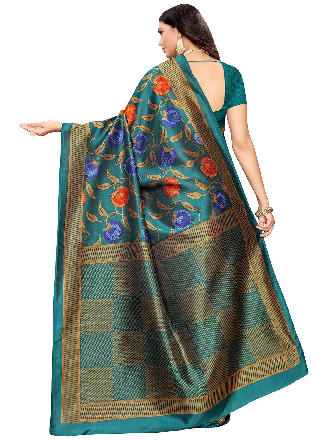 blue art silk mysore saree with blouse - 16542775 - Standard Image - 1