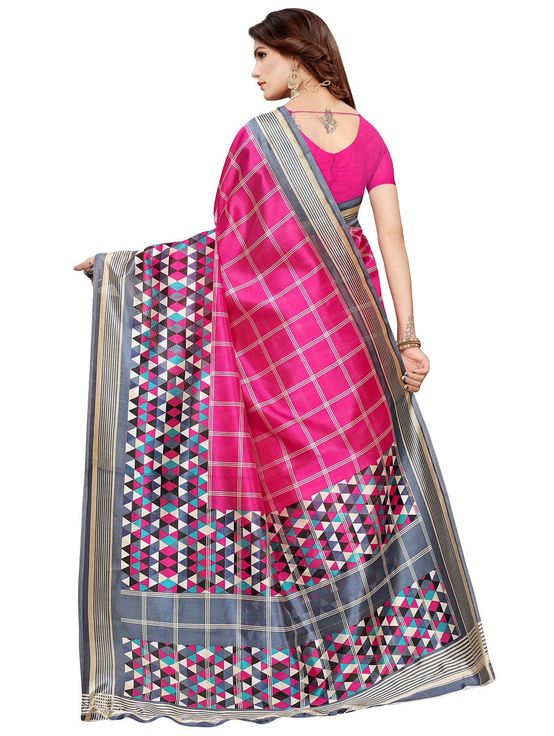 checkered mysore silk saree with blouse - 16542789 - Standard Image - 1