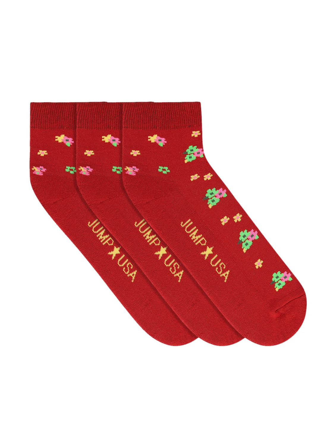 pack of 3 red cotton ankle length sock - 16543284 - Standard Image - 1