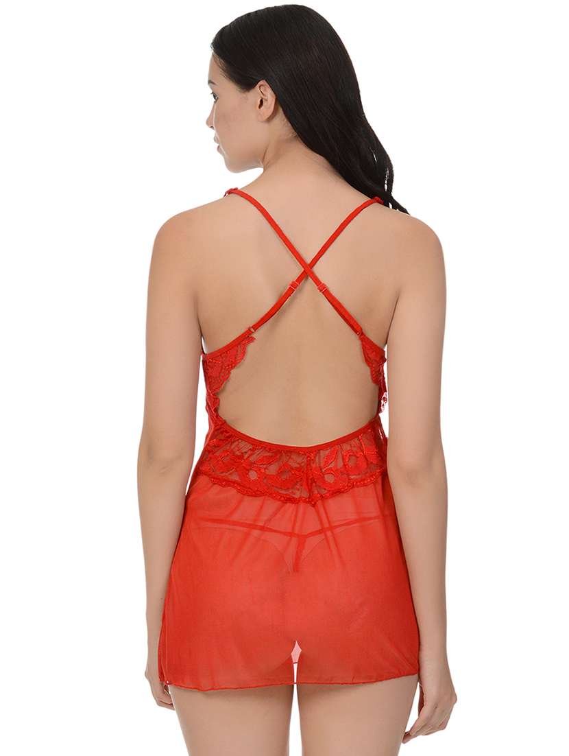 lace detail babydoll with shorts set - 16544505 - Standard Image - 4