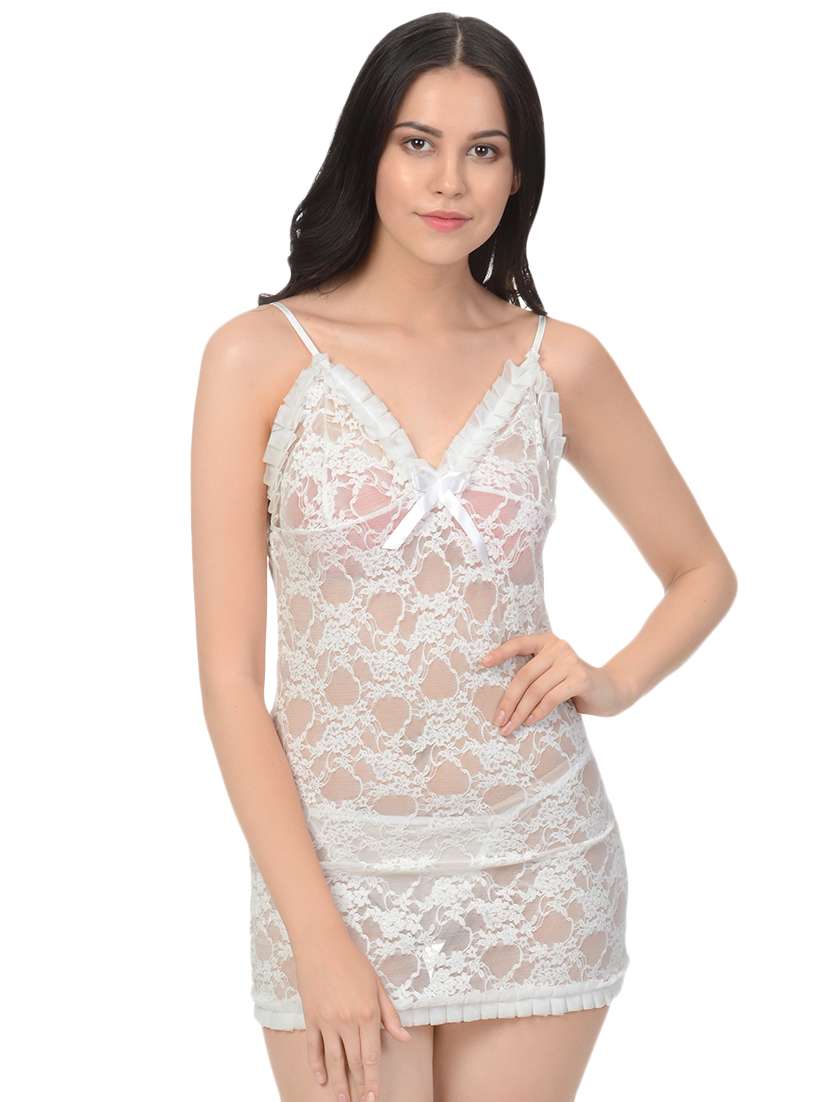 laced babydoll with robe set - 16544530 - Standard Image - 1