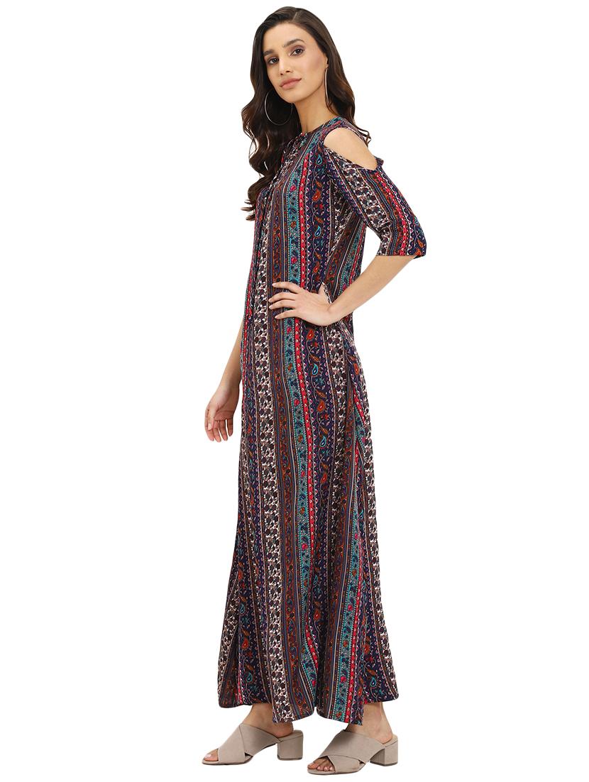tie up neck cold shoulder maxi dress - 16544541 - Standard Image - 1