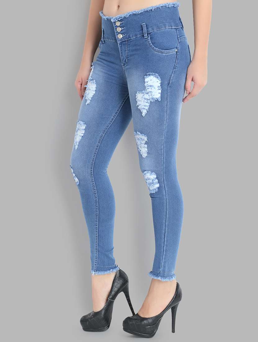 distressed button detail jeans - 16544600 - Standard Image - 1