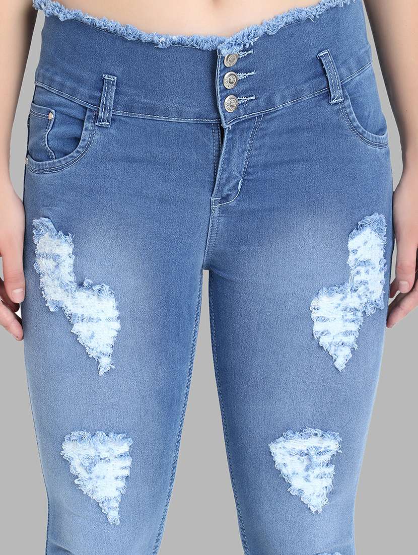 distressed button detail jeans - 16544600 - Standard Image - 4