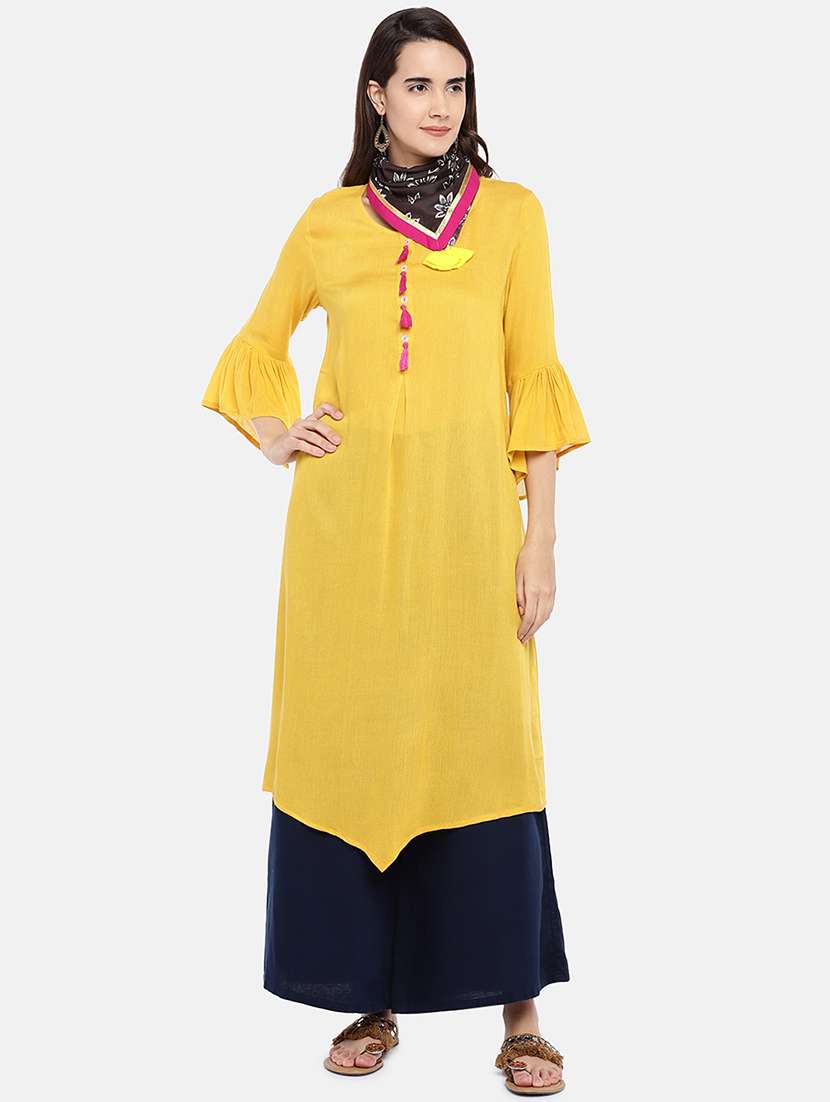 solid asymmetric kurta