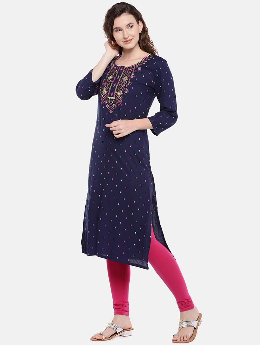 embroidered straight kurta - 16545104 -  Standard Image - 1