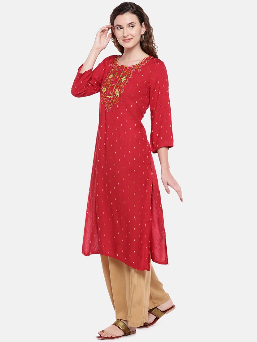 embroidered straight kurta - 16545105 - Standard Image - 1