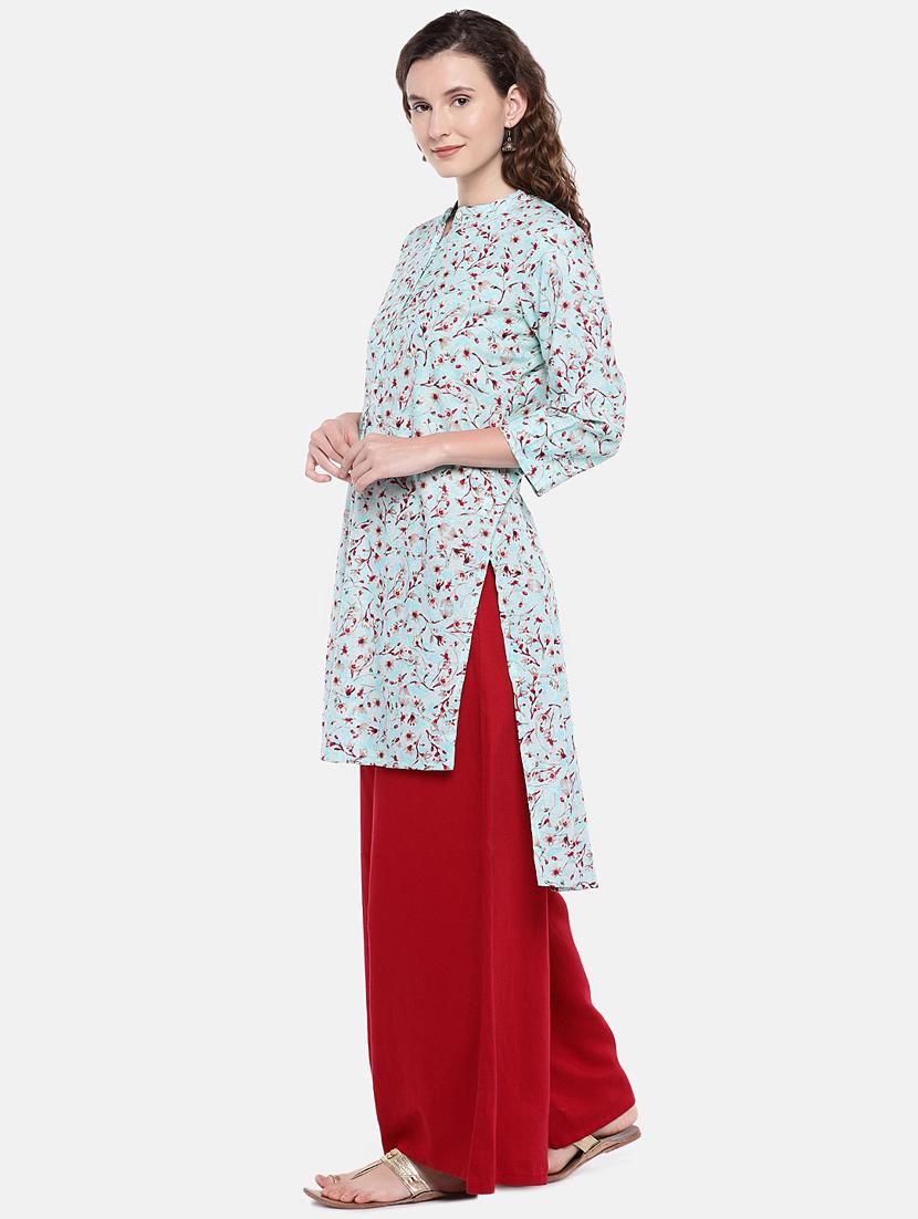 floral printed high-low kurta - 16545129 -  Standard Image - 1