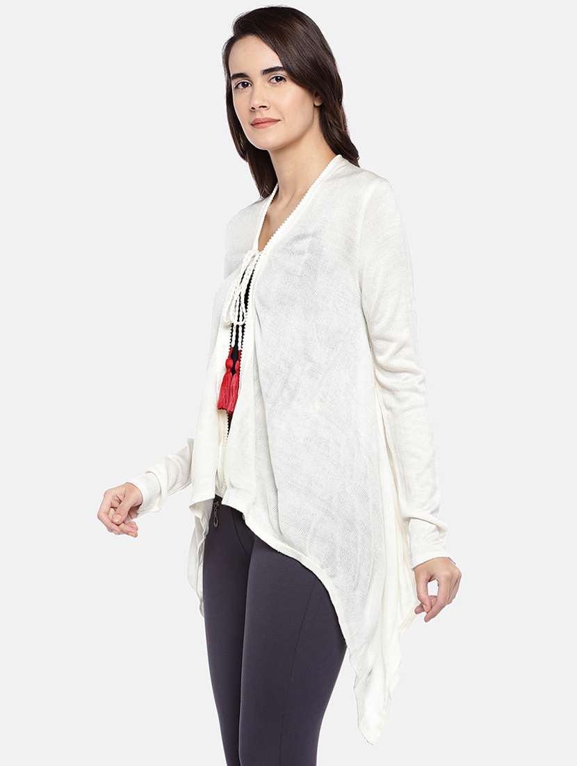 tassel tie up solid shrug - 16545160 -  Standard Image - 1