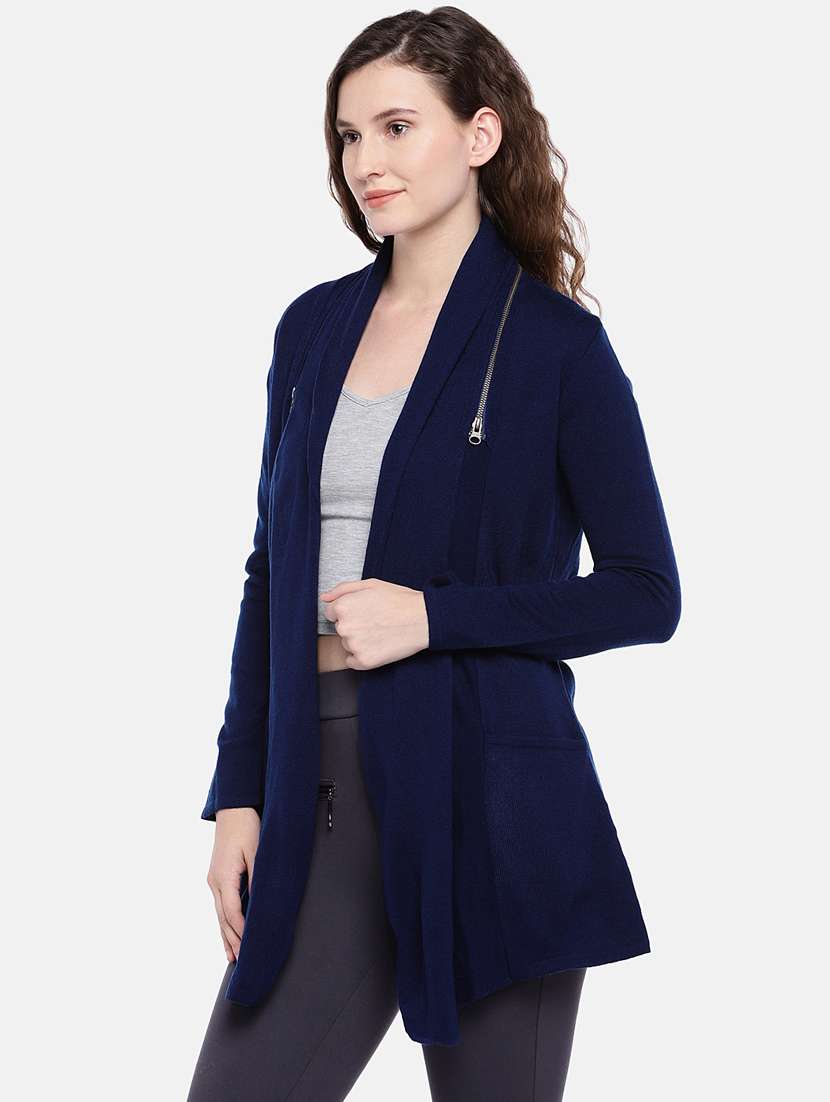 zipper detail long sleeved shrug - 16545165 - Standard Image - 1
