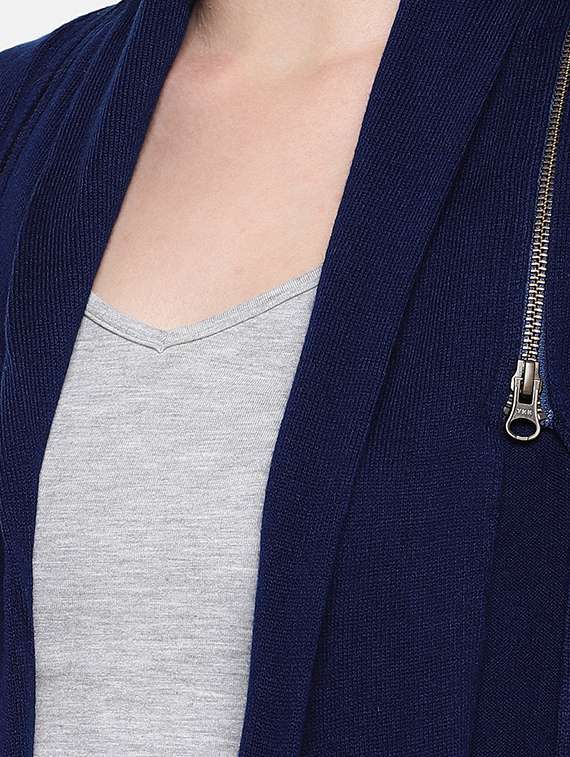 zipper detail long sleeved shrug - 16545165 - Standard Image - 4