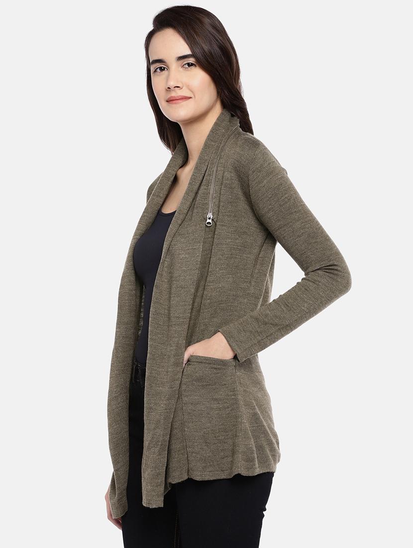 zipper detail long sleeved shrug - 16545166 - Standard Image - 1