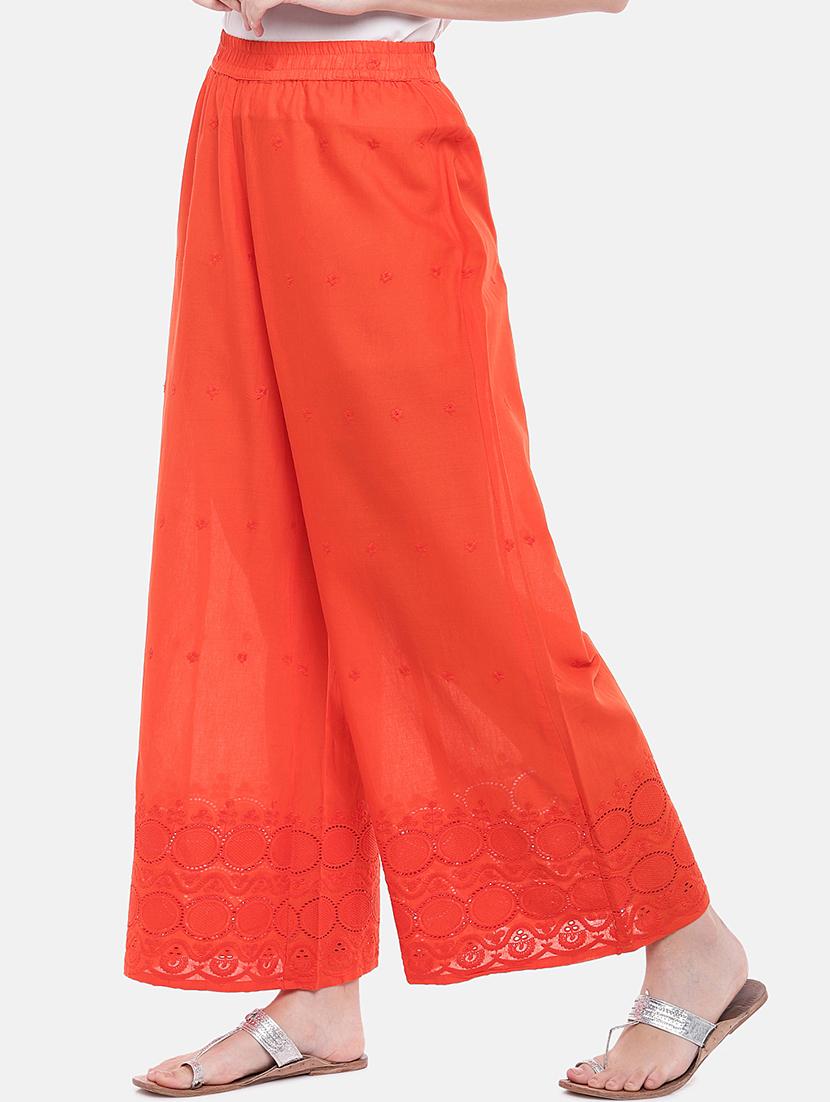 orange solid straight palazzo - 16545390 - Standard Image - 1