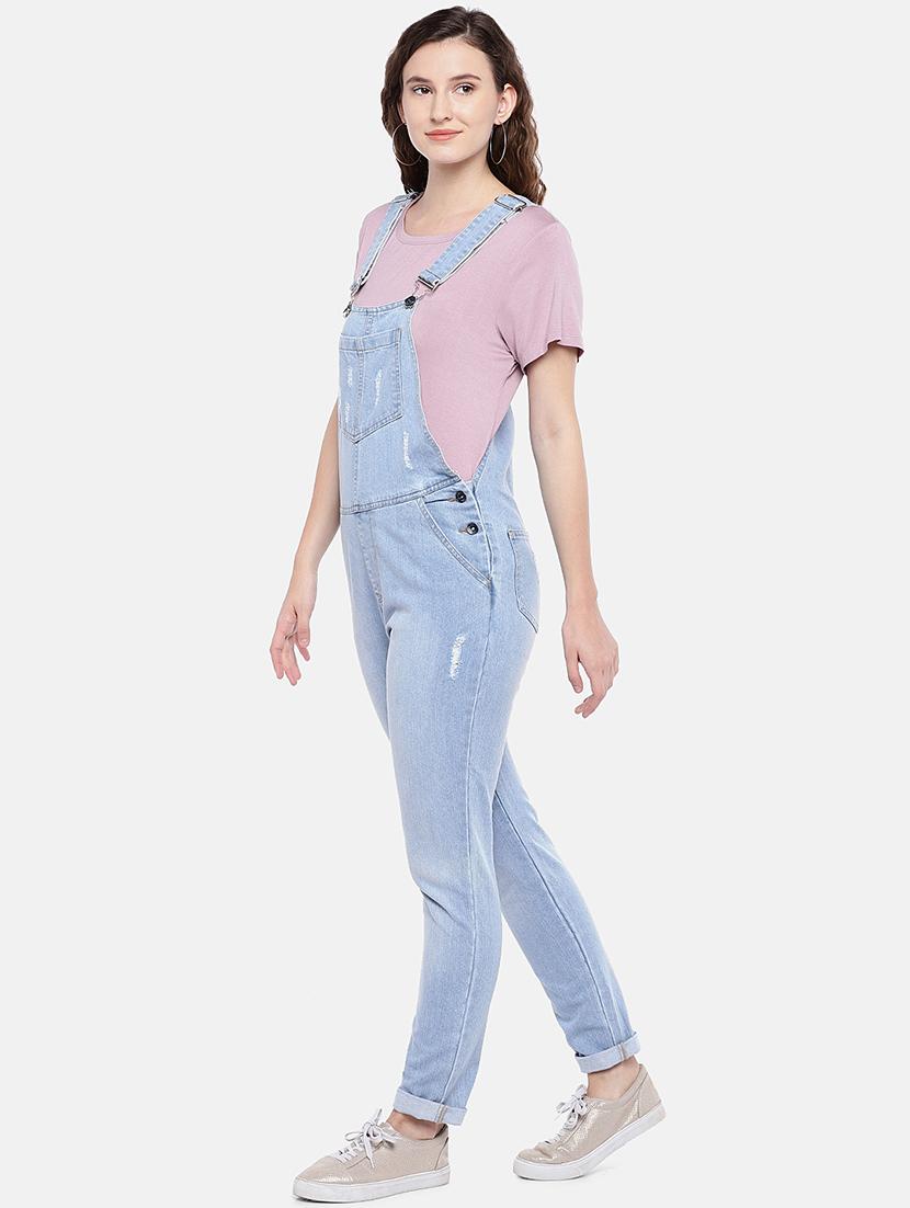 turn up hem denim dungaree - 16545424 - Standard Image - 1