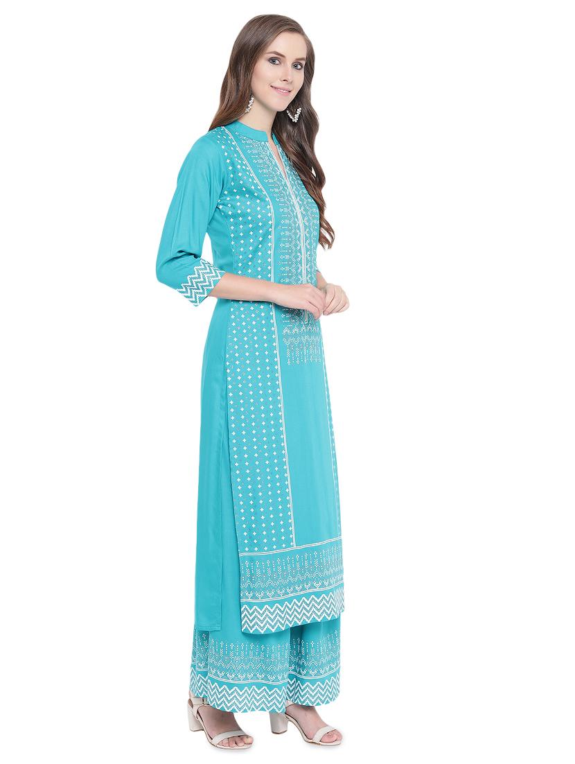 printed kurta palazzo set - 16545936 -  Standard Image - 1