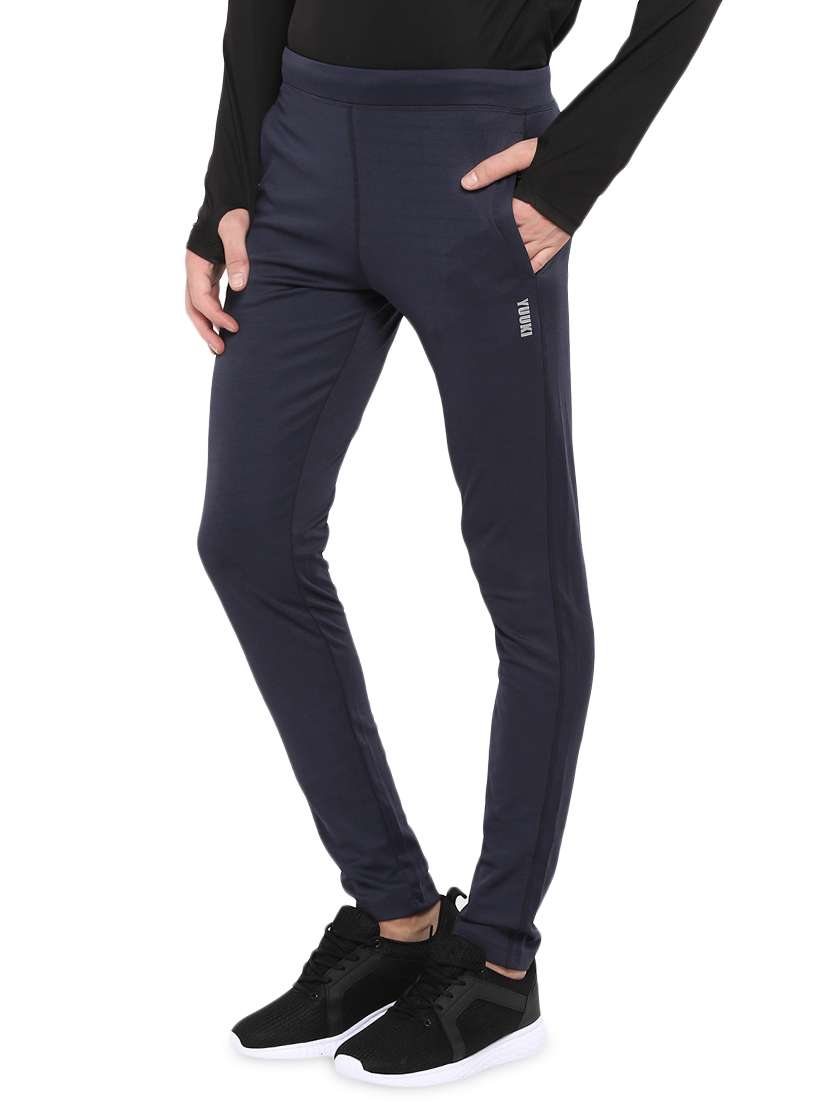 navy blue solid full length track pant - 16545979 - Standard Image - 1