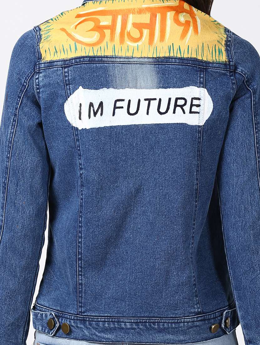 blue hand painted denim summer jacket - 16547645 -  Standard Image - 4