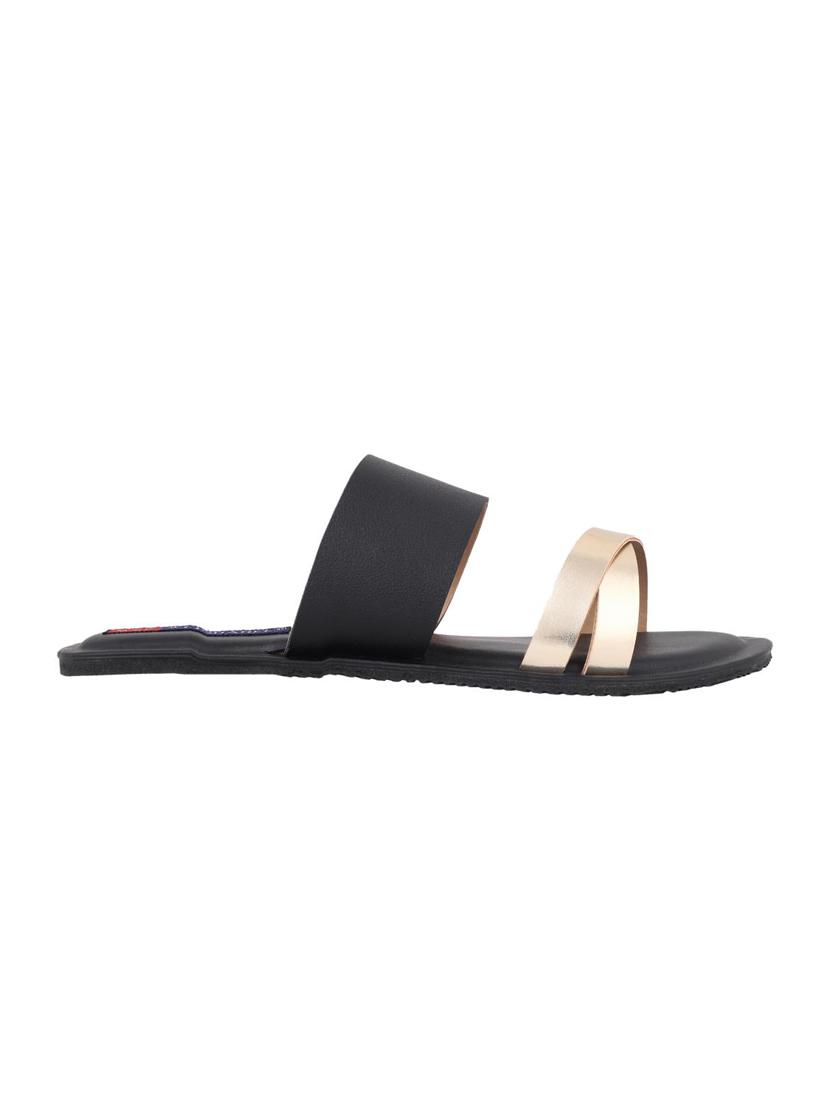 msc black leatherette slip on sandals - 16548864 -  Standard Image - 1