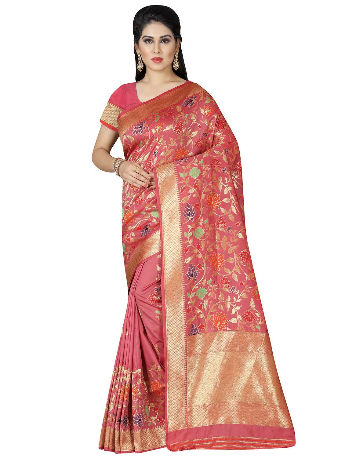 floral woven saree