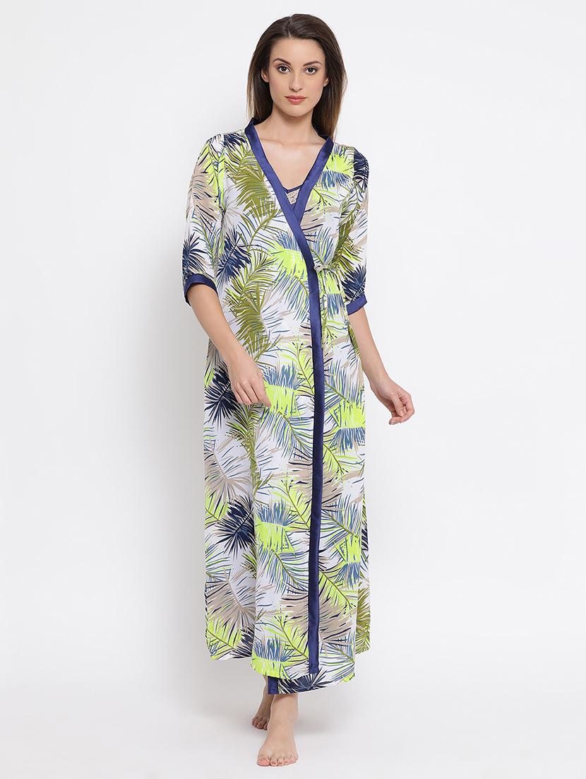 tie front floral nighty set - 16550056 - Standard Image - 1