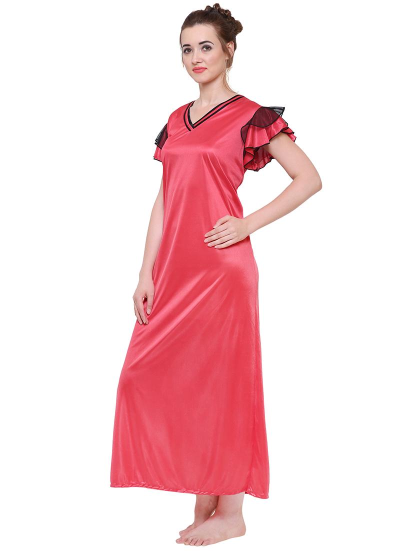v neck ruffle sleeved nighty - 16550909 -  Standard Image - 1