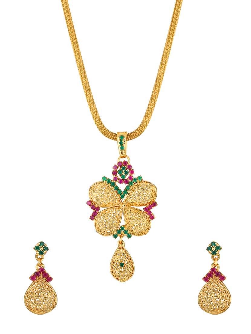 gold metal pendants and earring - 16552517 -  Zoom Image - 0