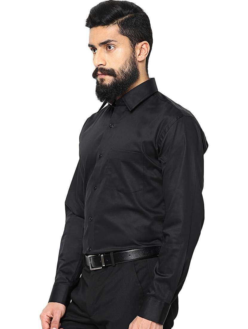 black solid formal shirt - 16552702 -  Standard Image - 1