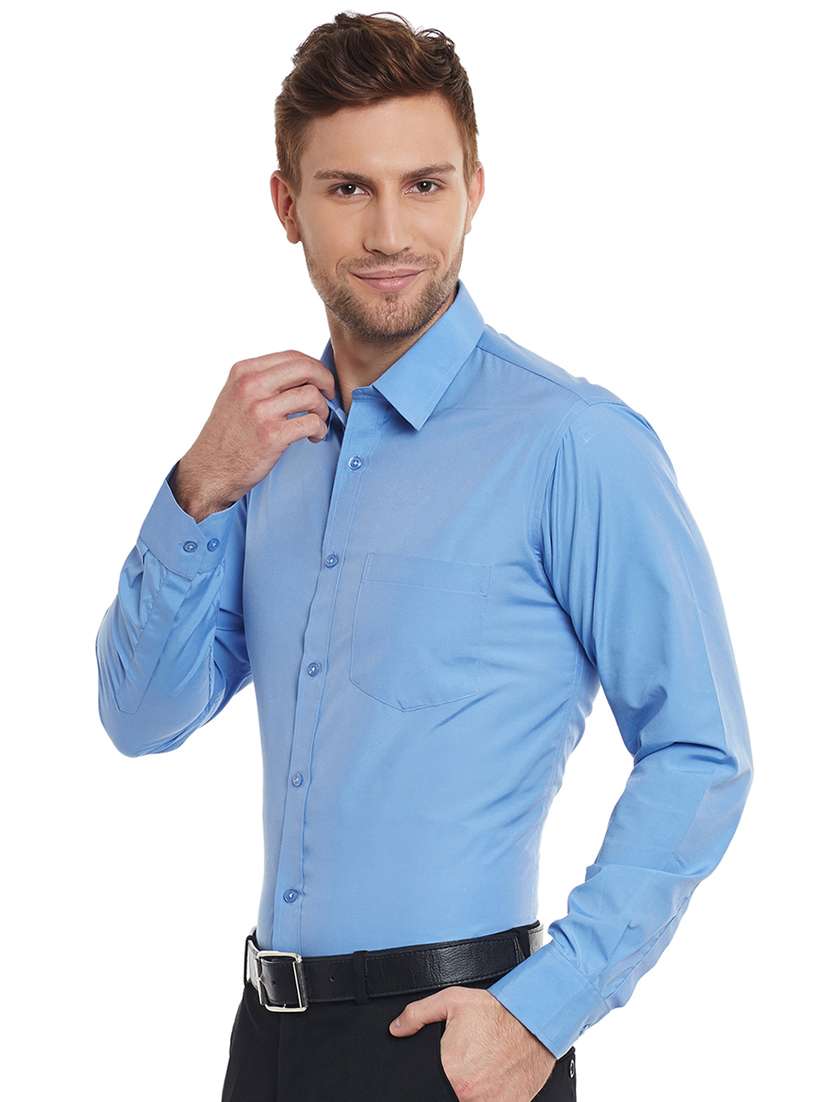 blue solid formal shirt - 16552704 -  Standard Image - 1