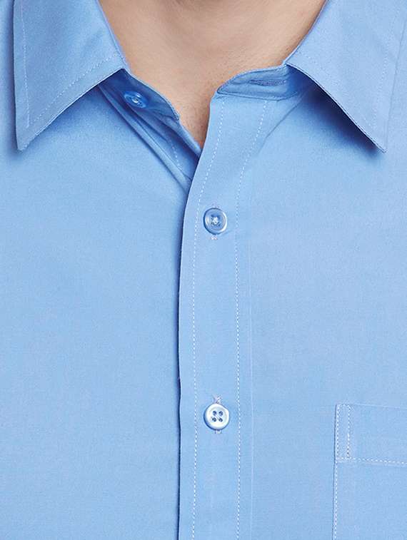 blue solid formal shirt - 16552704 -  Standard Image - 4