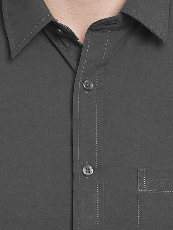 grey solid formal shirt - 16552705 -  Standard Image - 4