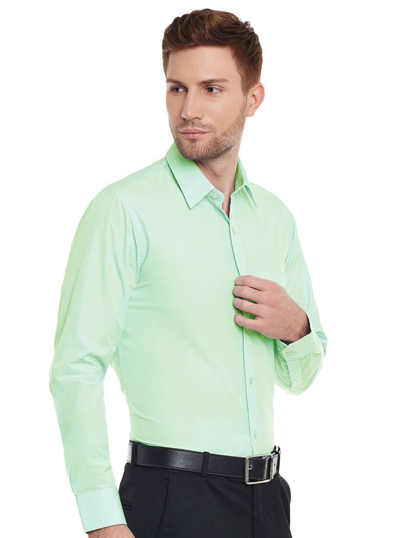 green solid formal shirt - 16552707 -  Standard Image - 1