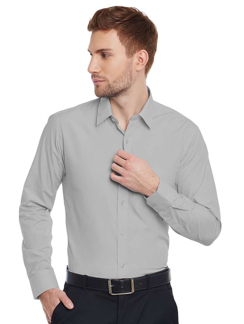 grey solid formal shirt