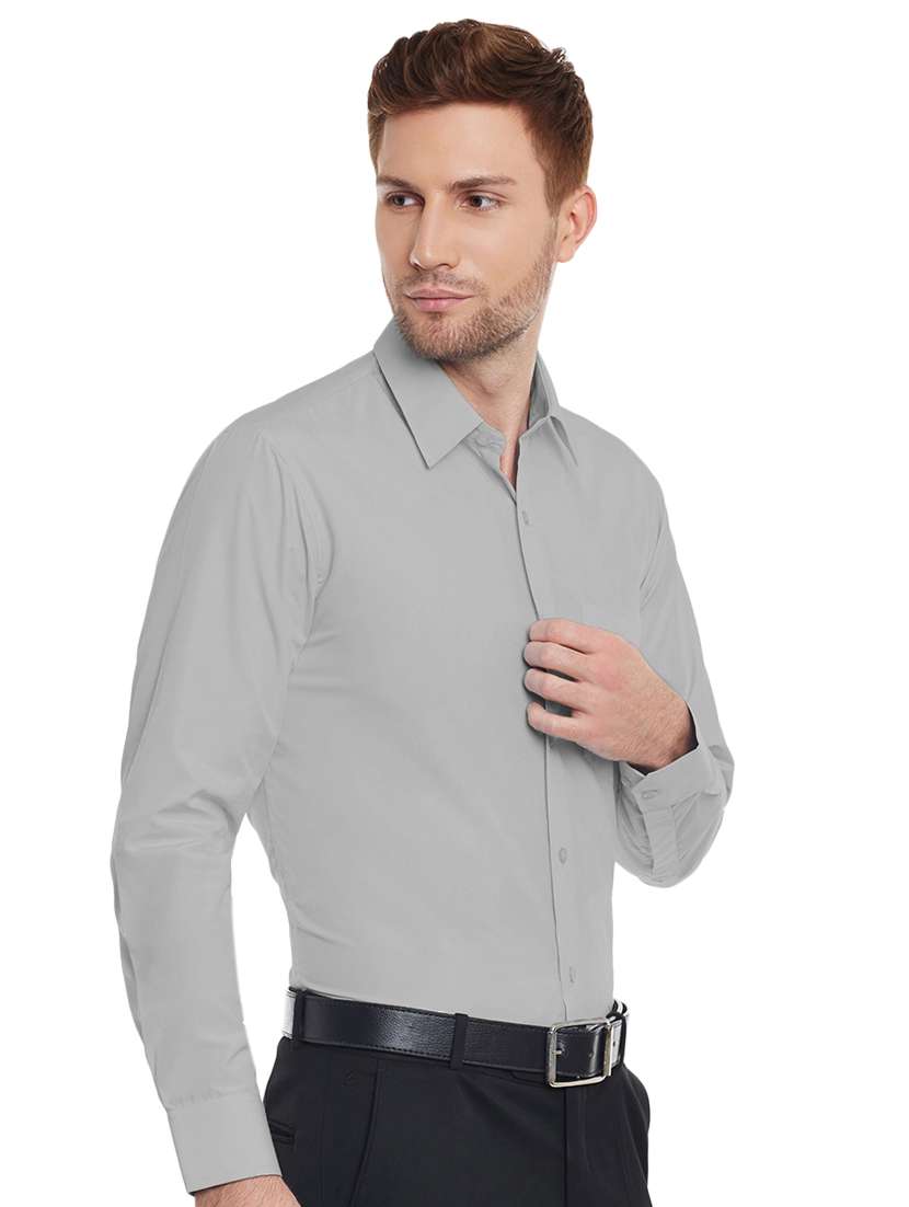 grey solid formal shirt - 16552708 -  Standard Image - 1