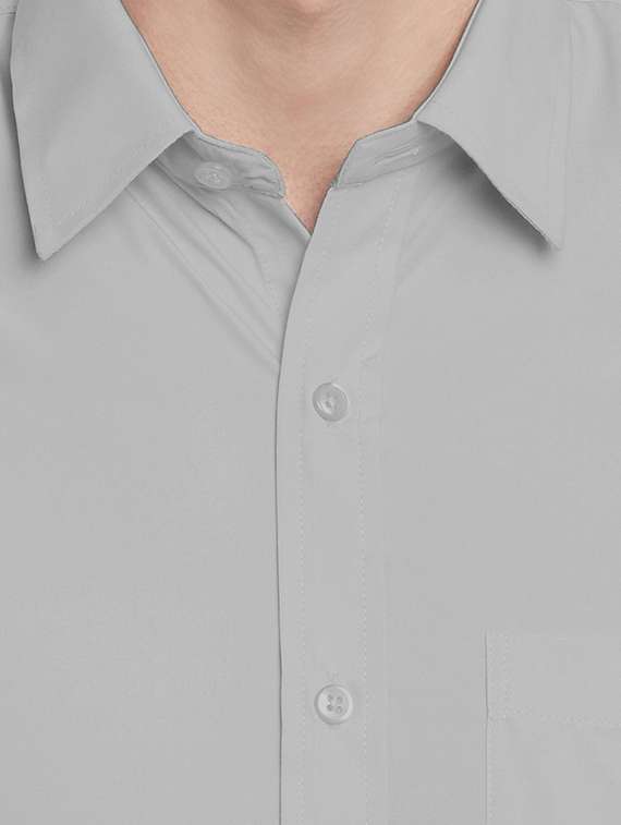 grey solid formal shirt - 16552708 -  Standard Image - 4