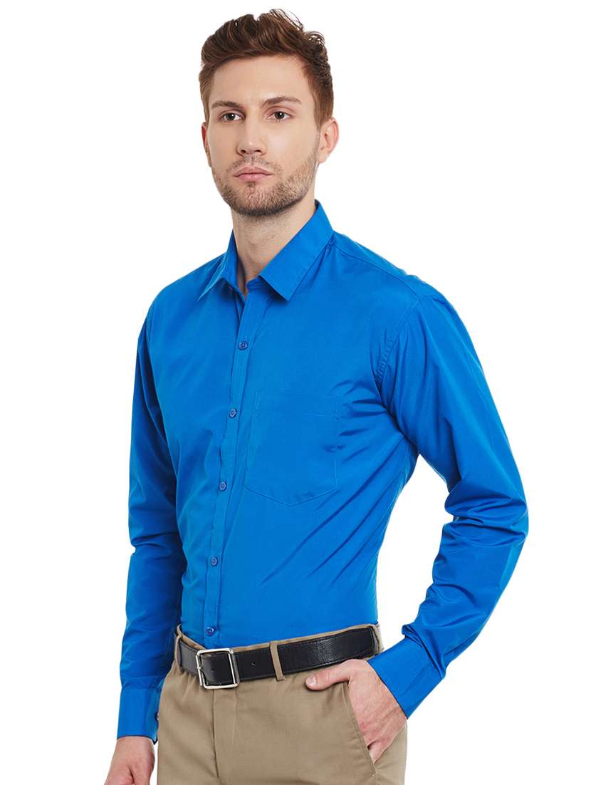 blue solid formal shirt - 16552714 -  Standard Image - 1