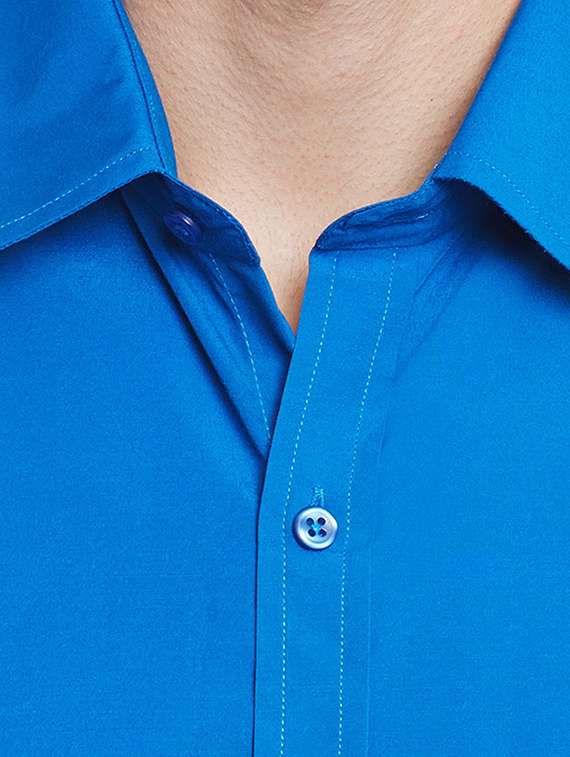 blue solid formal shirt - 16552714 -  Standard Image - 4