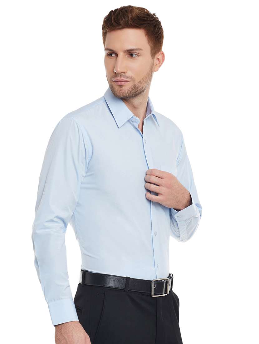 blue solid formal shirt - 16552716 -  Standard Image - 1