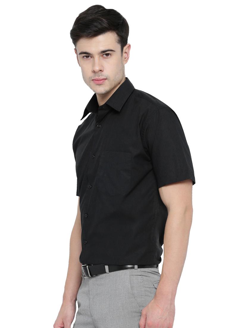 black solid formal shirt - 16552753 - Standard Image - 1