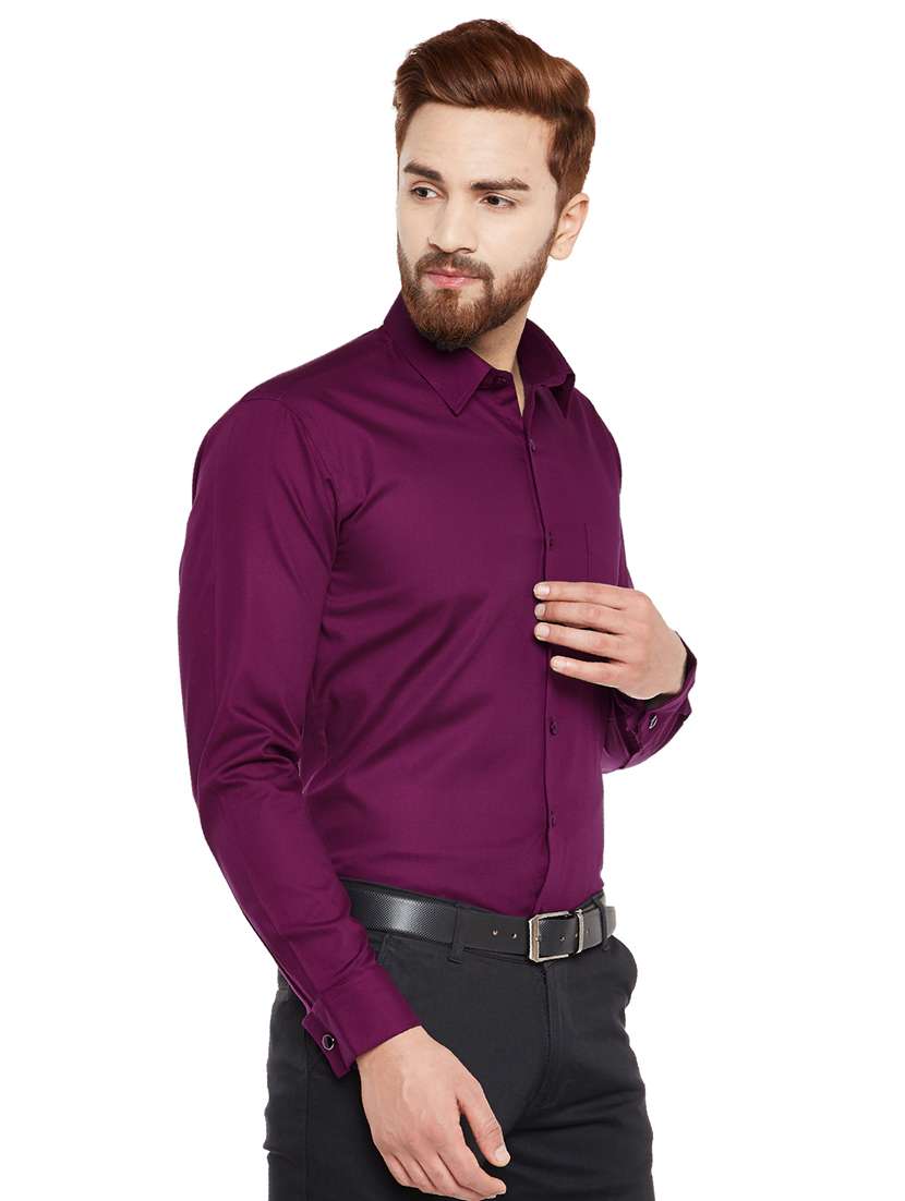 purple solid formal shirt - 16552767 -  Standard Image - 1