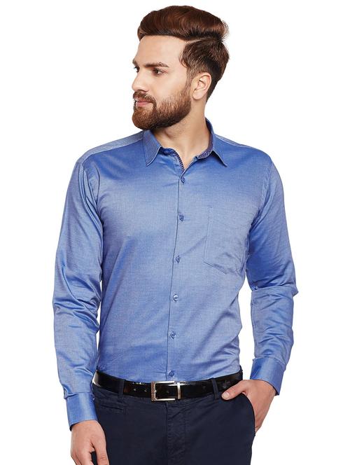 blue solid formal shirt - 16552768 - Standard Image - 0