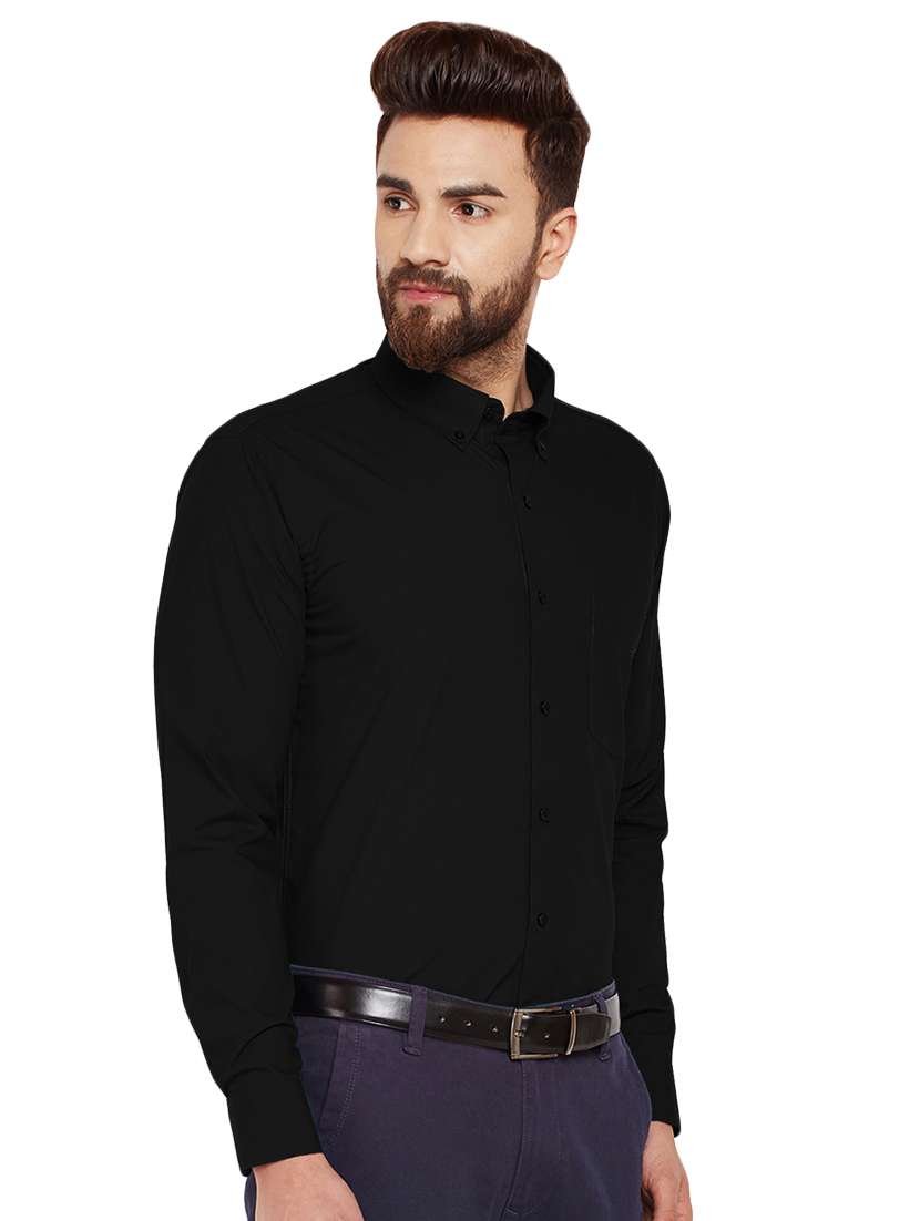 black solid formal shirt - 16552776 -  Standard Image - 1