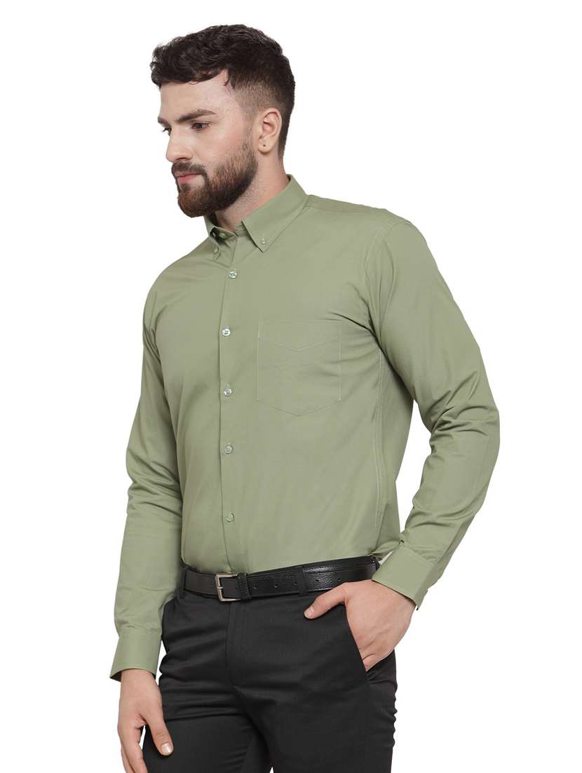 green solid formal shirt - 16552779 -  Standard Image - 1