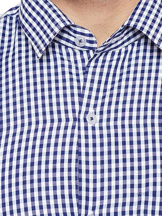 navy blue checkered formal shirt - 16552855 -  Standard Image - 4