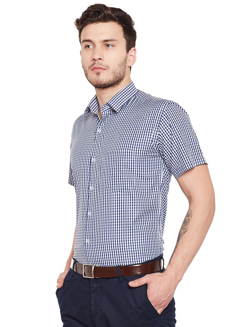 navy blue checkered formal shirt - 16552861 -  Standard Image - 1