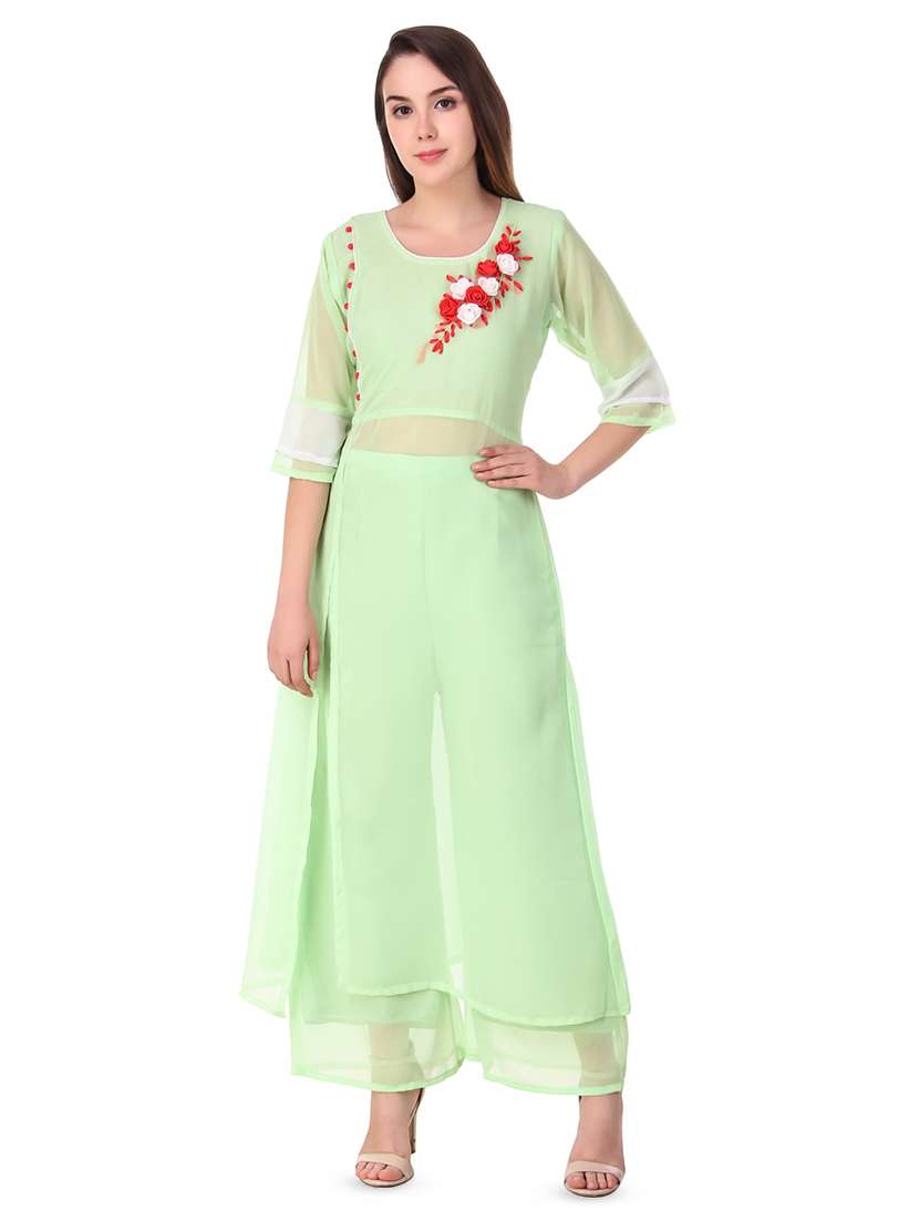 solid front slit a-line kurta