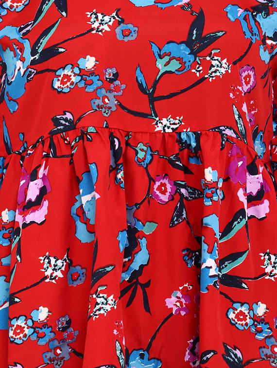 bell sleeved gathered floral top - 16553481 - Standard Image - 4