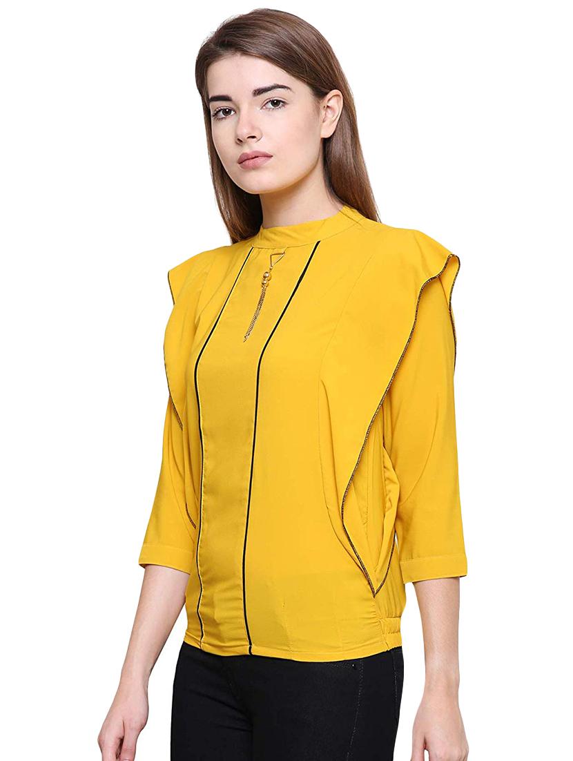embellished contrast piping top - 16553506 - Standard Image - 1