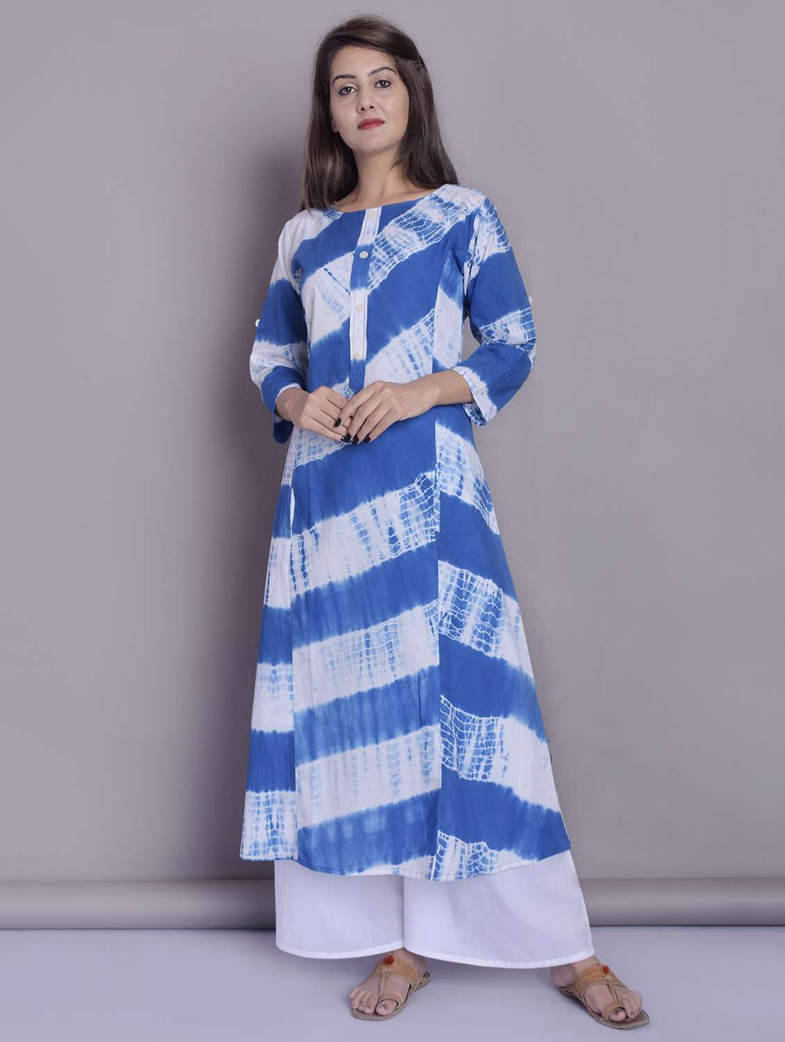 indigo a-line kurta