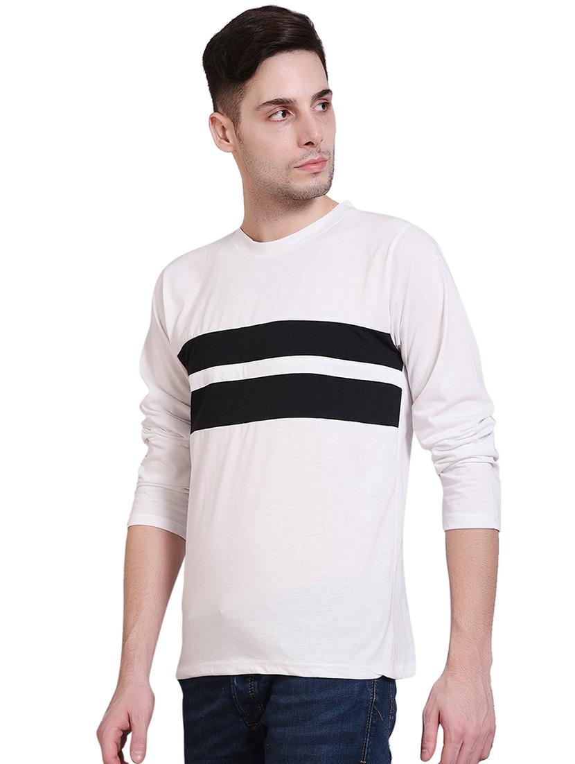 white color block cut & sew t-shirt - 16554055 - Standard Image - 1