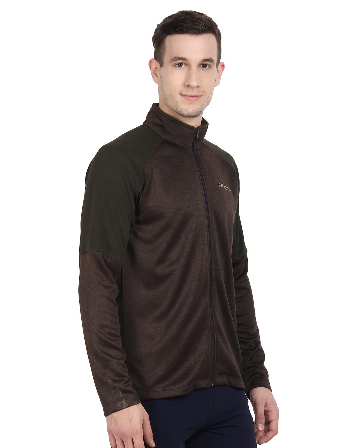 brown solid casual jacket - 16555394 - Standard Image - 1